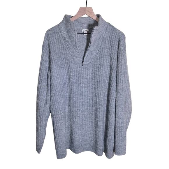 L.L. BEAN  Heather Gray Knit Wool Blend Quarter Zip Sweater 2X - Picture 1 of 5